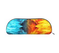 FHEBNDS Trousse de maquillage Fire vs Ice Art pour femmes et hommes - Grande trousse à crayons esthétique, pochette à crayons, porte-monnaie, trousse de maquillage en cuir avec fermeture éclair