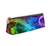 FHEBNDS Trousse de maquillage fumée arc-en-ciel pour homme et femme - Grande trousse à crayons esthétique, pochette à monnaie, trousse de maquillage en cuir avec fermeture éclair - Organiseur de