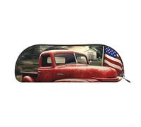 FHEBNDS Trousse de maquillage patriotique vieille rouge pour homme et femme - Grande trousse à crayons esthétique - Pochette à crayons - Pochette à pièces de monnaie - Trousse de maquillage en cuir