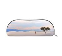 FHEBNDS Trousse de maquillage romantique avec motif paysage de sable blanc pour femmes et hommes, grande trousse à crayons esthétique, pochette à monnaie, trousse de maquillage en cuir avec fermeture
