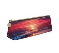 FHEBNDS Warm Twilight - Grande trousse de maquillage en cuir avec fermeture éclair pour homme et femme - Trousse à crayons esthétique - Trousse de maquillage en cuir avec fermeture éclair - Organiseur