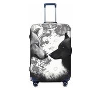 FHEBNDS Wolves Love Under The Moon Housse de bagage lavable en élasthanne élastique et anti-rayures pour bagages de 45,7 à 81,3 cm, Noir , M