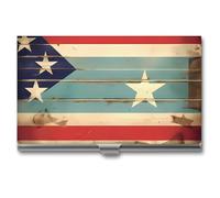 FHECVBN Porte-cartes de visite avec drapeau de Porto Rico - Étui fin en métal pour cartes de visite - Fermeture à boucle - Pour homme et femme - Drapeau de Porto Rico - 9,4 x 5,6 cm, Drapeau de Porto