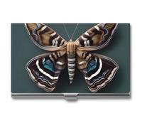 FHECVBN Porte-cartes de visite avec joli motif papillon de nuit, étui fin en métal pour cartes de visite, porte-cartes de crédit, fermeture à boucle pour hommes, femmes, agents, Magnifiques mites, 3.7