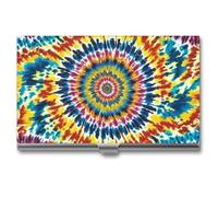FHECVBN Porte-cartes de visite coloré imprimé tie-dye - Étui fin en métal pour cartes de visite - Porte-cartes de crédit - Fermeture à boucle - Pour homme et femme, Color Tie Dye., 3.7 x 2.2 x 0.3