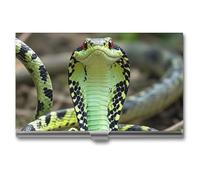 FHECVBN Porte-cartes de visite en métal fin avec fermeture à boucle style serpent cobra pour homme et femme, Cobra Snake, 3.7 x 2.2 x 0.3 Inches, Décontracté