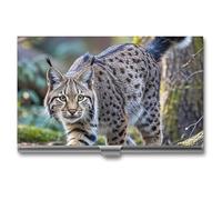 FHECVBN Porte-cartes de visite en métal fin avec motif Bobcat sauvage - Fermeture à boucle - Pour homme et femme, Wild Bobcat, 3.7 x 2.2 x 0.3 Inches, Décontracté