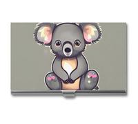 FHECVBN Porte-cartes de visite - Joli koala - En métal - Avec fermeture à boucle - Pour homme et femme - Motif koala - 9,4 x 5,6 cm, The Lovely Koala, 3.7 x 2.2 x 0.3 Inches, Décontracté
