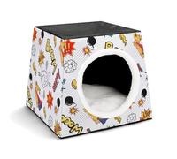 FHEDMN Lit pour animal domestique, lit Oxford imperméable pour petits chiens et chats, maison pliable pour chien, lit doux pour chaton, doublure douce et chaude, design de capsule spatiale, lavable en