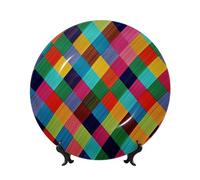 FHEDVBN Assiette décorative pour présentation, assiette décorative en porcelaine anglaise colorée de 17,8 cm, assiette à dîner en céramique avec support, ornements muraux, artisanat d'art élégant pour