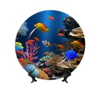 FHEDVBN Assiette décorative pour présentation, assiette décorative en porcelaine anglaise de 17,8 cm, assiette à dîner en céramique avec support, ornements muraux, artisanat d'art élégant pour femmes