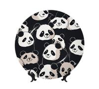 FHEDVBN Assiette décorative pour présentation, assiette décorative en porcelaine anglaise panda 17,8 cm, assiette à dîner en céramique avec support, ornements muraux, artisanat d'art élégant pour