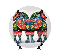 FHEDVBN Assiette décorative pour présentation, assiette décorative en porcelaine anglaise suédoise de 25,4 cm, assiette à dîner en céramique avec support, ornements muraux, artisanat d'art élégant