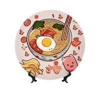 FHEDVBN Assiette décorative pour présentation, délicieuse assiette décorative en porcelaine anglaise de ramen de 17,8 cm, assiette à dîner en céramique avec support, ornements muraux, artisanat d'art