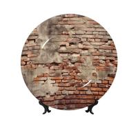 FHEDVBN Assiette décorative pour présentation, mur de briques usées anciennes, assiette décorative en porcelaine anglaise de 17,8 cm, assiette à dîner en céramique avec support, ornements muraux