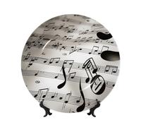 FHEDVBN Assiette décorative pour présentation, notes de musique, assiette décorative en porcelaine anglaise de 17,8 cm, assiette à dîner en céramique avec support, ornements muraux, artisanat d'art