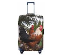 FHEDVBN BackYard Housse de bagage avec motif poulets - Lavable - Extensible - Anti-rayures - Housse de bagage élastique - Convient aux bagages de 45,7 à 81,3 cm - Noir, S, Noir - S, Noir, S