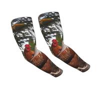 FHEDVBN BackYard Manchons de compression pour bras de poulets pour homme et femme, manches de soleil rafraîchissantes, noir, taille unique