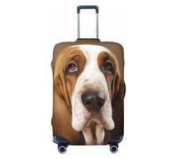 FHEDVBN Basset Hound - Housse de bagage lavable, extensible, anti-rayures, housse de protection élastique pour valise de 45,7 à 81,3 cm, noir, taille L, Noir , L