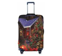 FHEDVBN Christmas Cheer Housse de bagage élastique lavable et anti-rayures pour valise de 45,7 à 81,3 cm, Noir , S