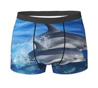 FHEDVBN Dolphin Family Boxer pour homme avec braguette évacuant l'humidité Confortable et respirant, noir, X-Large