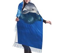 FHEDVBN Écharpe familiale de dauphins pour femme automne hiver cachemire écharpe à franges long châles et enveloppes, cadeaux pour femme