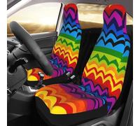 FHEDVBN Gay Pride Lot de 2 housses de siège avant de voiture à motif arc-en-ciel - Protection de siège automobile de luxe - Imperméable et antidérapante - Universelle