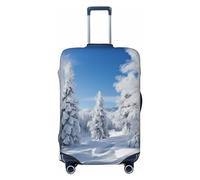 FHEDVBN Housse de bagage à motif d'arbres d'hiver recouverts de neige - Lavable et extensible - Anti-rayures - Housse de bagage de voyage élastique pour 45,7 à 81,3 cm - Noir - S, Noir , S