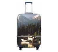 FHEDVBN Housse de bagage Airplane on Lake - Lavable et extensible - Anti-rayures - Housse de bagage de voyage élastique pour 45,7 à 81,3 cm - Noir - Taille M, Noir , M