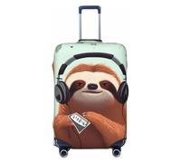 FHEDVBN Housse de bagage amusante avec motif paresseux et musical, lavable, extensible, anti-rayures, housse de protection élastique pour bagages de 45,7 à 81,3 cm, Noir , S