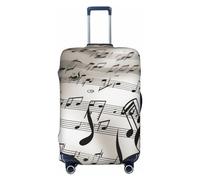 FHEDVBN Housse de bagage avec imprimé notes de musique, lavable, extensible, anti-rayures, housse de protection élastique pour bagages de 45,7 à 81,3 cm, Noir , XL