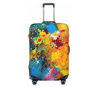 FHEDVBN Housse de bagage colorée avec peinture abstraite lavable et extensible anti-rayures pour bagages de 45,7 à 81,3 cm, Noir , S