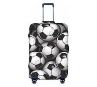 FHEDVBN Housse de bagage élastique à motif ballon de football noir et blanc lavable pour valise de 45,7 à 81,3 cm, Noir , S