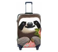 FHEDVBN Housse de bagage élastique lavable avec motif paresseux pour valise, protection anti-rayures pour bagages de 45,7 à 81,3 cm, Noir , S