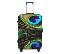 FHEDVBN Housse de protection élastique pour valise avec plumes de paon - Lavable - Anti-rayures - Convient aux bagages de 45,7 à 81,3 cm, Noir , M