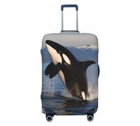 FHEDVBN Killer Whale Housse de bagage élastique lavable et anti-rayures pour valise de 45,7 à 81,3 cm, Noir , XL