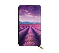 FHEDVBN Lavender fields Portefeuille pour homme et femme - Long sac à main en cuir - Grand sac à main d'affaires - Porte-téléphone - Porte-cartes de crédit - Porte-monnaie - Avec fermeture éclair