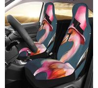 FHEDVBN Lot de 2 housses de siège avant de voiture avec chapeau de sorcière flamant rose pour Halloween, protection de siège de voiture de luxe, imperméable, antidérapante, housse de coussin