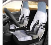 FHEDVBN Lot de 2 housses de siège avant de voiture avec motif de pingouins avec neige - Protection universelle pour sièges avant de voiture - Imperméable et antidérapante