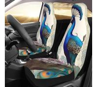 FHEDVBN Lot de 2 housses de siège avant de voiture avec motif floral paon - Protection de siège automobile de luxe - Imperméable et antidérapante - Universelle