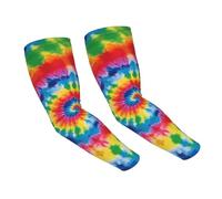 FHEDVBN Manchons de compression arc-en-ciel tie-dye pour homme et femme, manches de soleil rafraîchissantes, noir, taille unique