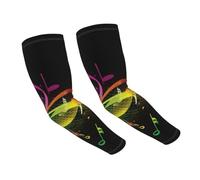 FHEDVBN Manchons de compression colorés avec notes de musique pour homme et femme - Manches de soleil rafraîchissantes pour le sport