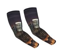 FHEDVBN Manchons de compression New York Night pour homme et femme - Manchons de soleil rafraîchissants pour le sport
