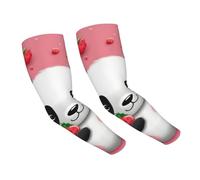 FHEDVBN Manchons de compression pour bras de compression motif fraises et pandas pour homme et femme - Manchons de soleil rafraîchissants pour le sport
