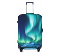 FHEDVBN Northern Lights Housse de bagage élastique lavable et anti-rayures pour valise de 45,7 à 81,3 cm, Noir , L
