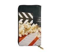 FHEDVBN Portefeuille de cinéma et pop-corn pour homme et femme - Long sac à main en cuir - Grand sac à main d'affaires - Porte-téléphone - Porte-cartes de crédit - Porte-monnaie - Avec fermeture