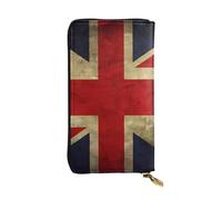 FHEDVBN Portefeuille long en cuir avec motif drapeau britannique pour homme et femme - Grand sac à main d'affaires - Porte-téléphone - Porte-cartes de crédit - Porte-monnaie - Avec fermeture éclair