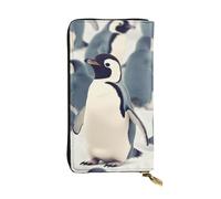 FHEDVBN Portefeuille long en cuir avec motif pingouin mignon pour homme et femme - Grand sac à main d'affaires - Porte-téléphone - Porte-cartes de crédit - Porte-monnaie - Avec fermeture éclair