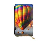 FHEDVBN Portefeuille montgolfière pour homme et femme - Long sac à main en cuir - Grand sac à main d'affaires - Porte-téléphone - Porte-cartes de crédit - Porte-monnaie - Avec fermeture éclair