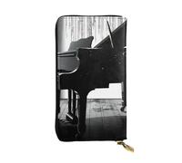 FHEDVBN Portefeuille piano pour homme et femme - Long sac à main en cuir - Grand sac à main d'affaires - Porte-téléphone - Porte-cartes de crédit - Étui à monnaie avec fermeture éclair - Portefeuille